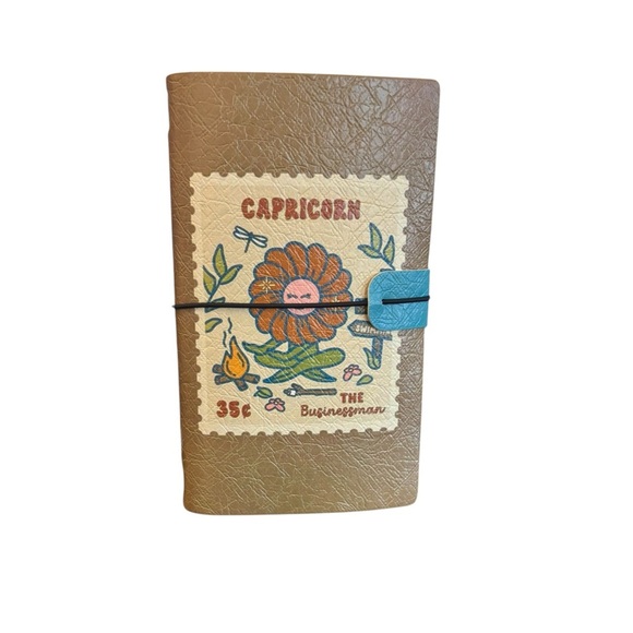 Travelers Notebook Journal Refillable Faux Leather A3 Zodiac Capricorn Brown - Picture 1 of 7